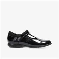Clarks Girls Trixi Pip Toddler Black Patent T Bar Shoes,School Shoes Patent