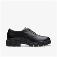Clarks Girls Evyn Lace Youth Black Leather Derby Shoes,School Shoes Leather
