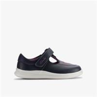 Clarks Girls Crest Wish Toddler Navy T Bar Shoes Leather Casual