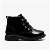Clarks Girls Oaklyn Charm Toddler Black Patent Ankle Boots Patent Casual