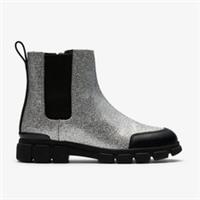 Clarks Girls Evyn Chelsea Kid Silver Patent Chelsea Boots Leather Casual