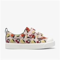 Clarks Girls City Dazzle Toddler Pink Print Synthetic Canvas,Riptape Textile