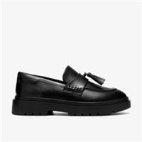 Clarks Girls Derry Loafer Youth Black Leather Loafers Leather School