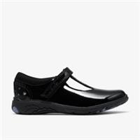 Clarks Girls Relda Spell Kid Black Patent T Bar Shoes,School Shoes Patent School