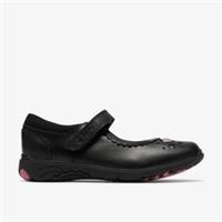 Clarks Girls Relda Heart Kid Black Leather Mary Jane,School Shoes Leather School