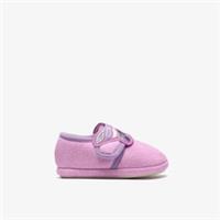 Clarks Girls Fluffy Snug Toddler Pink Combination Slippers Textile Casual