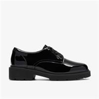Clarks Girls Eris Lace Youth Black Patent Laces,School Shoes Patent School