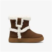 Clarks Girls Marigold Snug Toddler Brown Ankle Boots Textile Casual