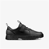 Clarks Boys Apollo Step Kid Black Leather Riptape,School Shoes Leather School