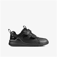 Clarks Boys Orbit Sprint Toddler Black Leather Riptape,School Shoes Leather
