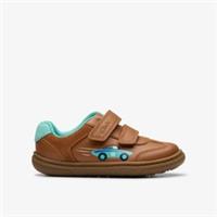 Clarks Boys Flash Racer Toddler Tan Riptape Leather Casual