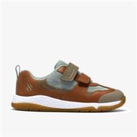 Clarks Boys Steggy Soar Kid Tan Combination Trainers Leather Casual