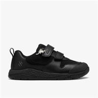 Clarks Boys Steggy Soar Kid Black Leather Trainers,Riptape,School Shoes Leather