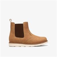 Clarks Boys Save Sky Kid Tan Chelsea Boots Synthetic Casual