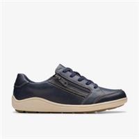 Clarks Womens Bryianne Bayla Navy Leather Trainers Leather Casual