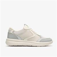 Clarks Womens Ezrinn Tie White/Grey Trainers Textile Casual