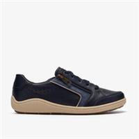 Clarks Womens Bryianne Dazz Navy Leather Trainers Leather Casual