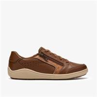 Clarks Womens Bryianne Dazz Dark Tan Leather Trainers Leather Casual