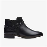 Clarks Womens Trish Strap Black Leather Ankle Boots Leather Casual