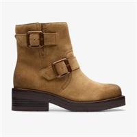 Clarks Womens Rebelle Buckle Walnut Suede Ankle Boots Leather Casual