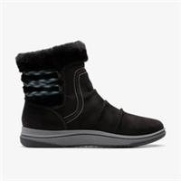 Clarks Womens Brinkley Cozy Black Ankle Boots Textile Casual