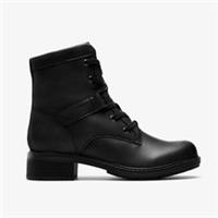 Clarks Womens Hearth Parker Black Leather Ankle Boots,Heels,Lace Up Leather