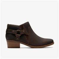 Clarks Womens Danyelle Gema Taupe Oily Leather Ankle Boots,Heels Leather Casual