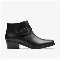 Clarks Womens Danyelle Wish Black Leather Ankle Boots Leather Casual