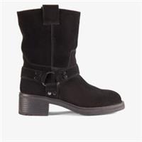 Clarks Womens Chai Bliss Black Suede Mid Calf Boots Suede Casual