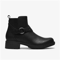 Clarks Womens Hearth Stud Black Leather Ankle Boots Leather Casual