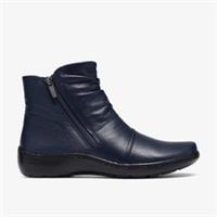 Clarks Womens Cora Pace Navy Leather Ankle Boots Leather Casual