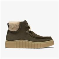 Clarks Womens Mykah Ivy Dark Olive Suede Ankle Boots Suede Casual