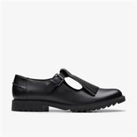 Clarks Womens Griffin Mia 2 Black Leather T Bar Shoes Leather Casual