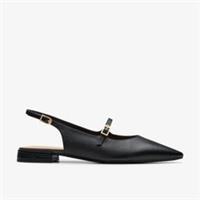 Clarks Womens Sensa 15 Shine Black Interest Ballet Pumps,Sling Back Leather