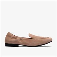 Clarks Womens Tamna Pure Mushroom Suede Loafers,Slip Ons Suede Casual