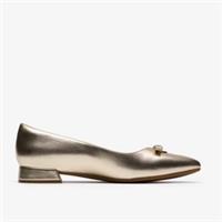 Clarks Womens Natalyn Trim Gold Metallic Slip Ons,Ballet Pumps Synthetic Smart