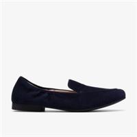 Clarks Womens Tamna Pure Navy Suede Loafers,Slip Ons Suede Casual