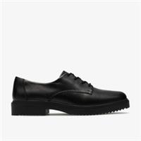 Clarks Womens Barlow Lace Black Leather Derby Shoes,Lace Up Leather Casual