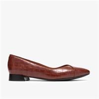 Clarks Womens Natalyn Wish Dark Tan Crocodile Ballet Pumps Synthetic Smart