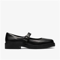 Clarks Womens Barlow Bar Black Leather Bar Shoes Leather Casual