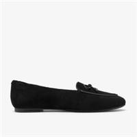 Clarks Womens Leven Bow Black Suede Slip Ons,Ballet Pumps Suede Casual