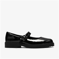 Clarks Womens Barlow Bar Black Patent Bar Shoes Leather Casual