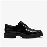 Clarks Womens Brena Lace Black Patent Derby Shoes,Lace Up Leather Casual