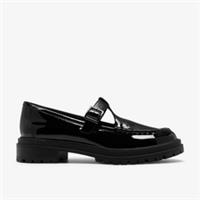Clarks Womens Brena Bar Black Patent Bar Shoes Leather Casual