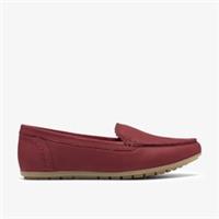 Clarks Womens Elliotte Step Red Nubuck Loafers,Slip Ons,Moccasins Nubuck Casual