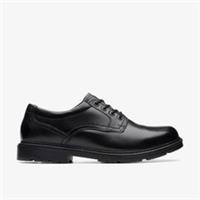 Clarks Mens Lane Stride Black Leather Lace Up Leather
