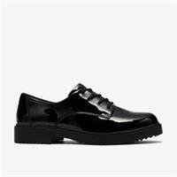Clarks Womens Barlow Lace Black Patent Derby Shoes,Lace Up Leather Casual