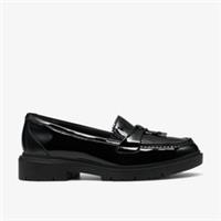 Clarks Womens Westlynn Bella Black/Black Patent Loafers,Slip Ons Synthetic