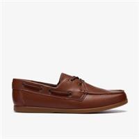 Clarks Mens Ebford Lace Brown Leather Boat Shoes,Lace Up Leather Casual