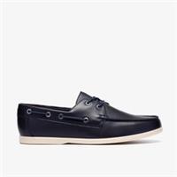 Clarks Mens Ebford Lace Navy Leather Boat Shoes,Lace Up Leather Casual